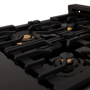 ZLINE - 24 in. 2.8 cu. ft. Legacy Dual Fuel Range with Gas Cooktop and Electric Convection Oven in Black Stainless Steel with 4 Brass Burners