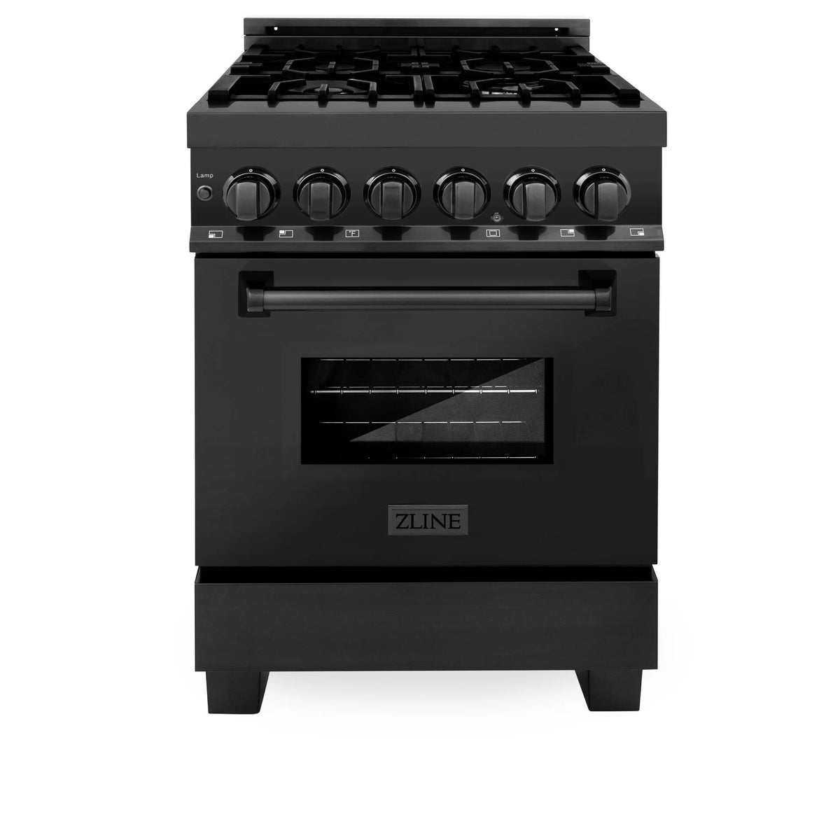 ZLINE - 24&quot; 2.8 cu. ft. Dual Fuel Range with Gas Stove and Electric Oven in Black Stainless Steel (RAB-24)