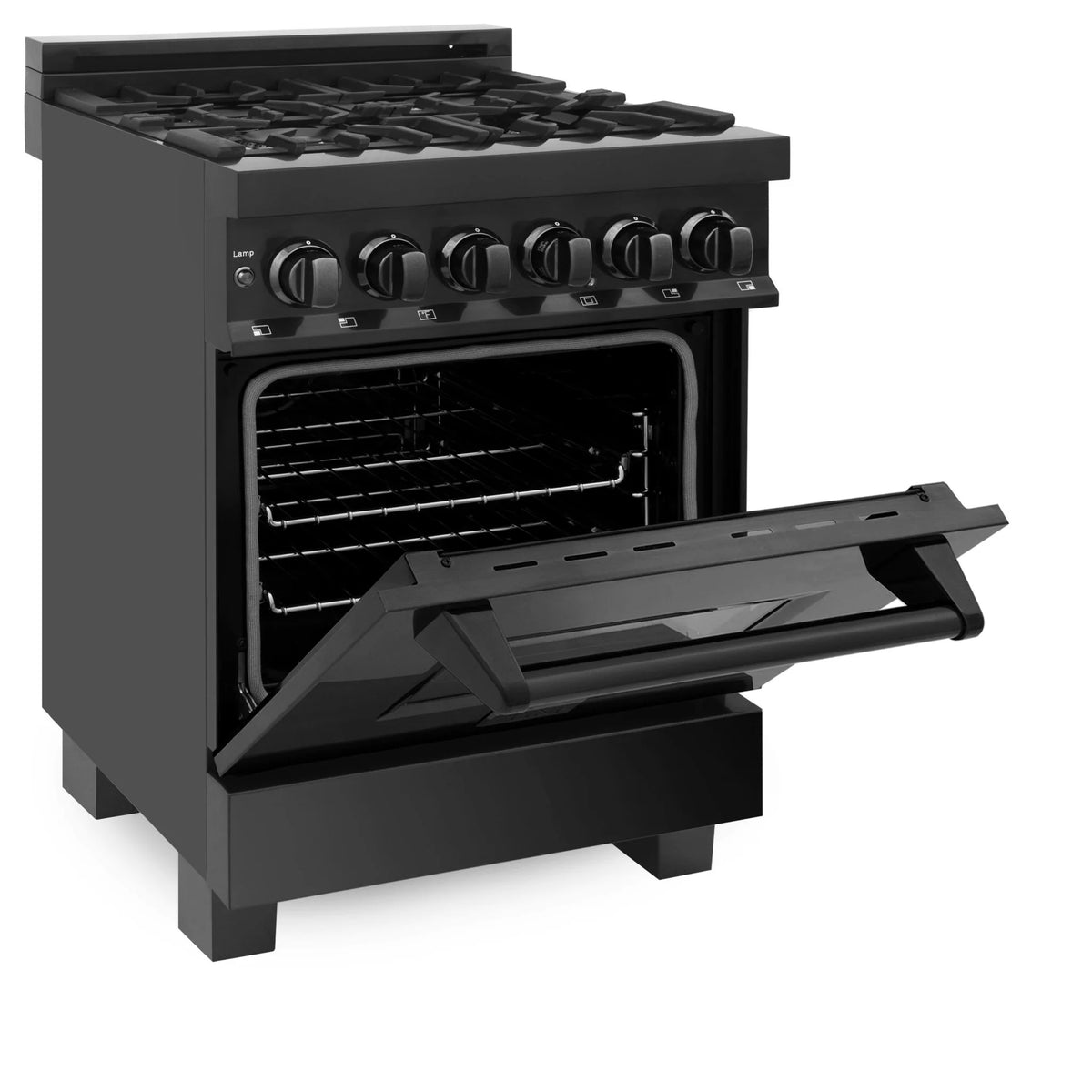 ZLINE - 24&quot; 2.8 cu. ft. Dual Fuel Range with Gas Stove and Electric Oven in Black Stainless Steel (RAB-24)
