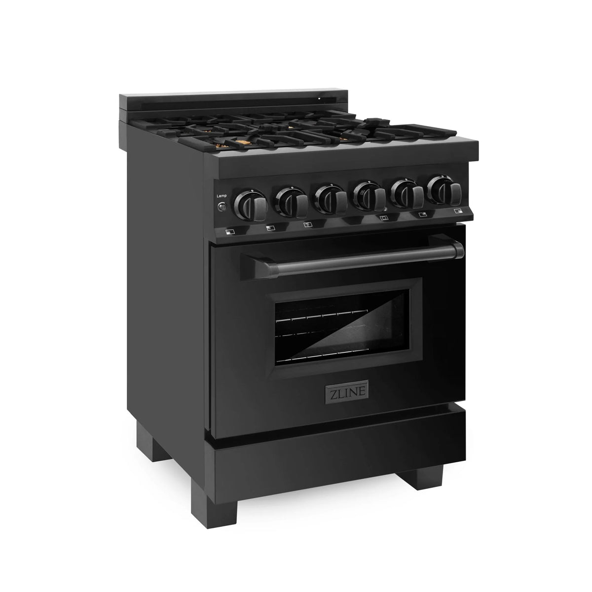 ZLINE - 24&quot; 2.8 cu. ft. Dual Fuel Range with Gas Stove and Electric Oven in Black Stainless Steel (RAB-24)