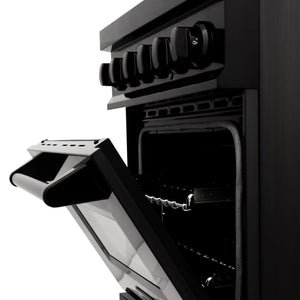 ZLINE 24" 2.8 cu. ft. Dual Fuel Range with Gas Stove and Electric Oven in Black Stainless Steel (RAB-24)