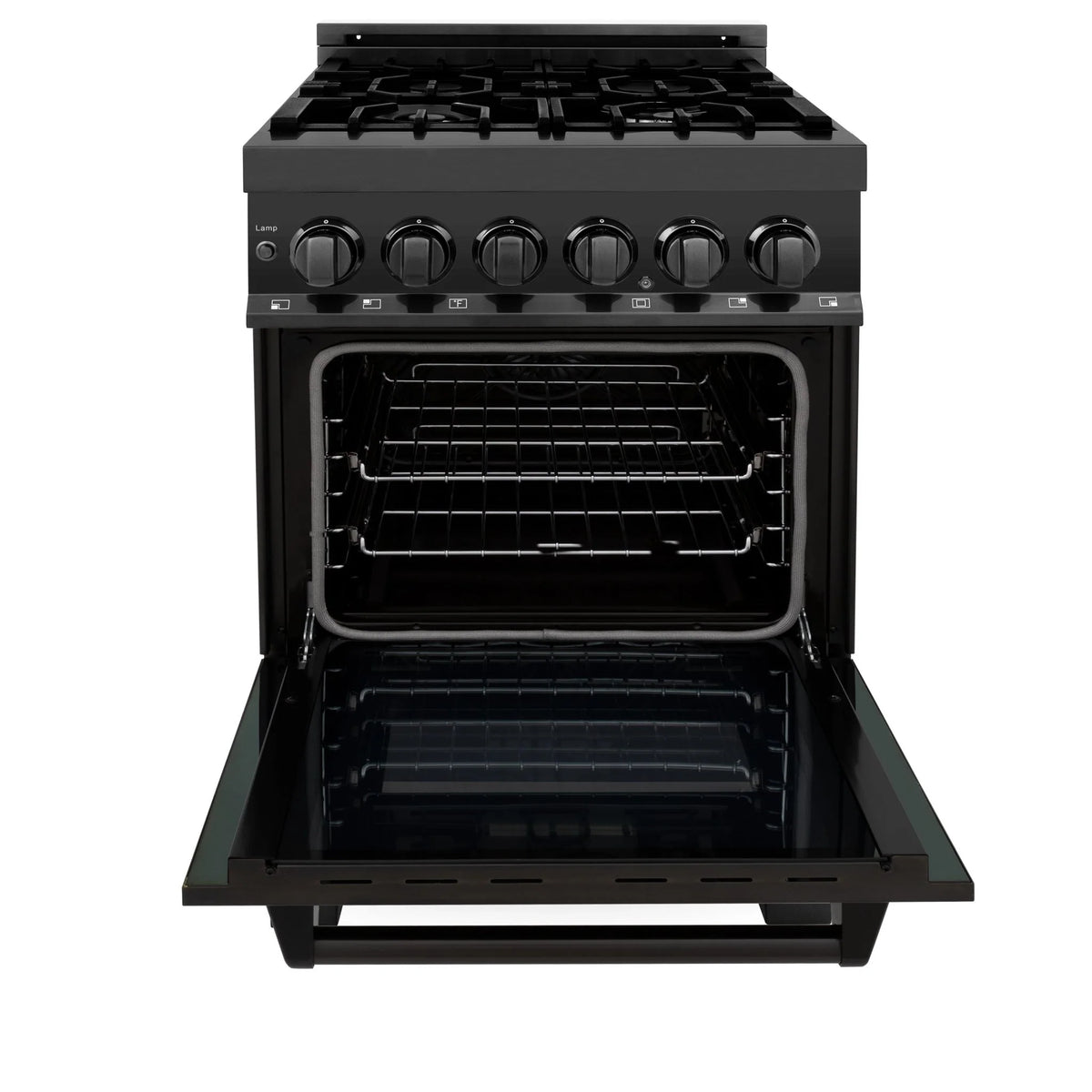 ZLINE - 24&quot; 2.8 cu. ft. Dual Fuel Range with Gas Stove and Electric Oven in Black Stainless Steel (RAB-24)