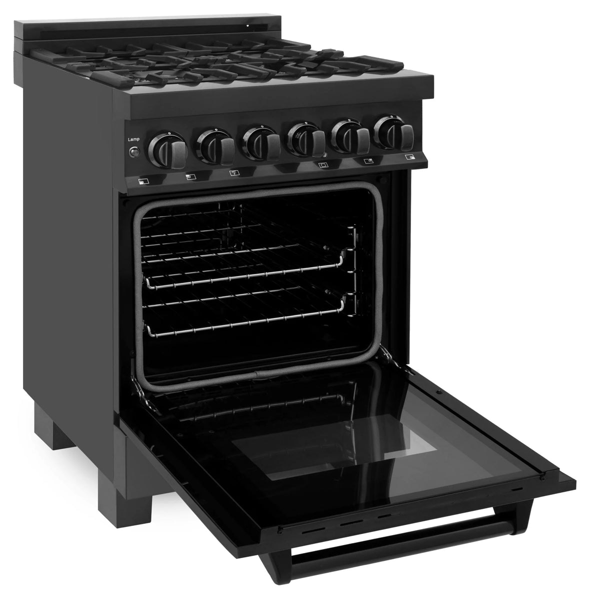 ZLINE - 24&quot; 2.8 cu. ft. Dual Fuel Range with Gas Stove and Electric Oven in Black Stainless Steel (RAB-24)