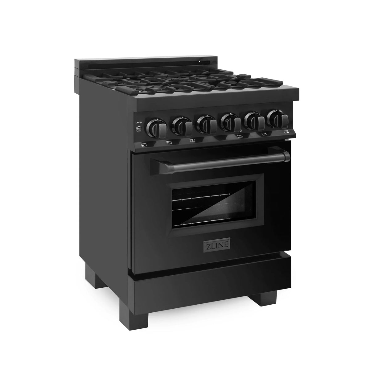 ZLINE - 24&quot; 2.8 cu. ft. Dual Fuel Range with Gas Stove and Electric Oven in Black Stainless Steel (RAB-24)