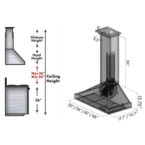 ZLINE - 36" Convertible Vent Designer Series Wall Mount Range Hood (KB2-BCXXX-36)