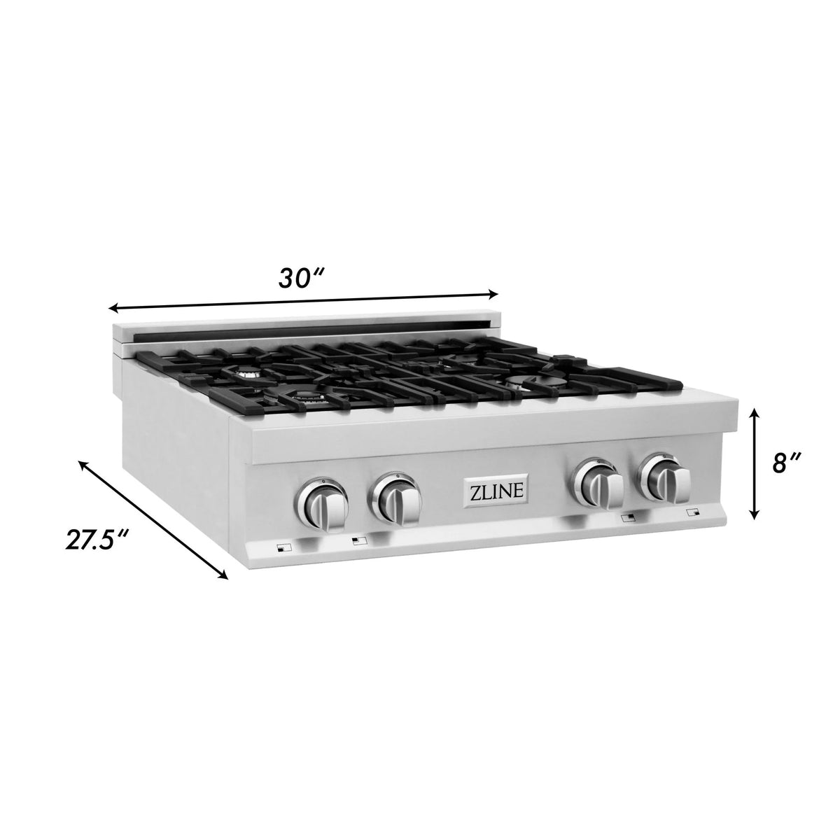ZLINE 30&quot; Porcelain Gas Stovetop with 4 Gas Burners and Griddle (RT-GR-30)