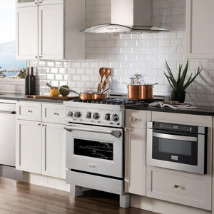 ZLINE - 30 in. 4.0 cu. ft. Legacy Dual Fuel Range with 4 Burner Gas Cooktop and Electric Convection Oven in Satin Stainless Steel