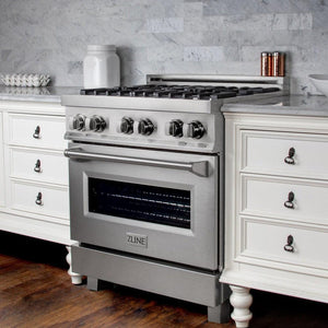 ZLINE - 30 in. 4.0 cu. ft. Legacy Dual Fuel Range with 4 Burner Gas Cooktop and Electric Convection Oven in Satin Stainless Steel