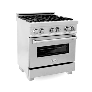 ZLINE - 30 in. 4.0 cu. ft. Legacy Dual Fuel Range with 4 Burner Gas Cooktop and Electric Convection Oven in Satin Stainless Steel