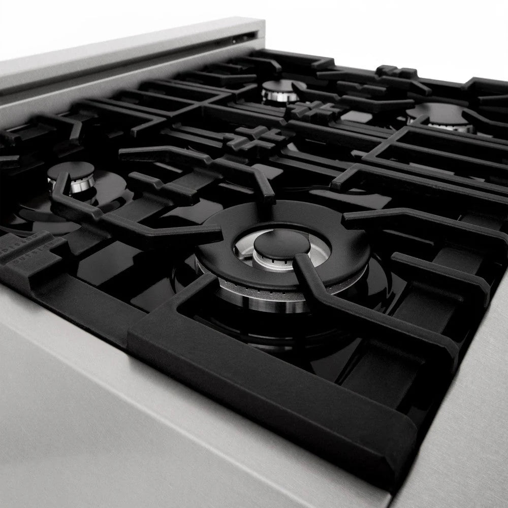 ZLINE - 30 in. 4.0 cu. ft. Legacy Dual Fuel Range with 4 Burner Gas Cooktop and Electric Convection Oven in Satin Stainless Steel