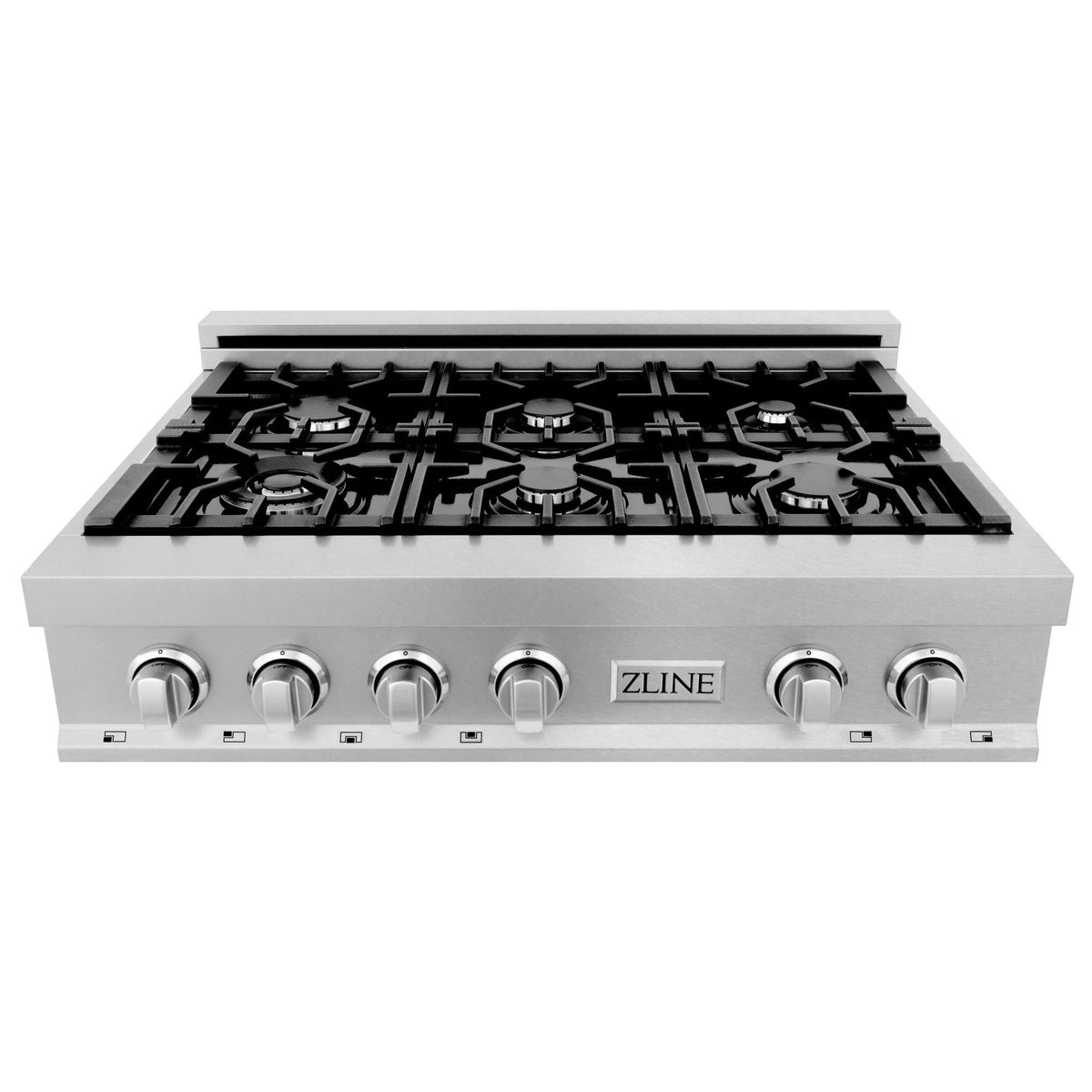 ZLINE - 36&quot; Porcelain Gas Stovetop in Fingerprint Resistant Stainless Steel with 6 Gas Burners and Griddle (RTS-GR-36)