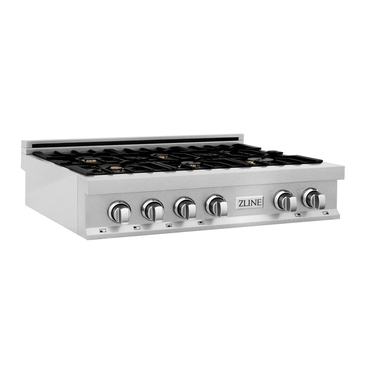 ZLINE - 36&quot; Porcelain Gas Stovetop in Fingerprint Resistant Stainless Steel with 6 Gas Burners and Griddle (RTS-GR-36)