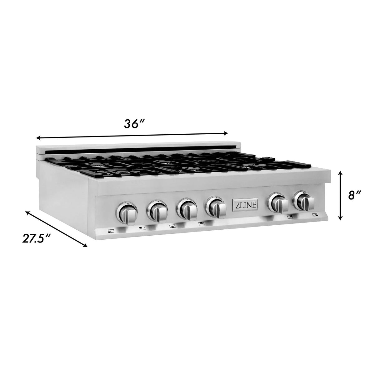 ZLINE - 36 in. Porcelain Gas Stovetop with Griddle in Stainless Steel (RT-GR-36)