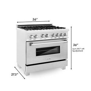 ZLINE 36" 4.6 cu. ft. Dual Fuel Range with Gas Stove and Electric Oven in Fingerprint Resistant Stainless Steel (RAS-36)