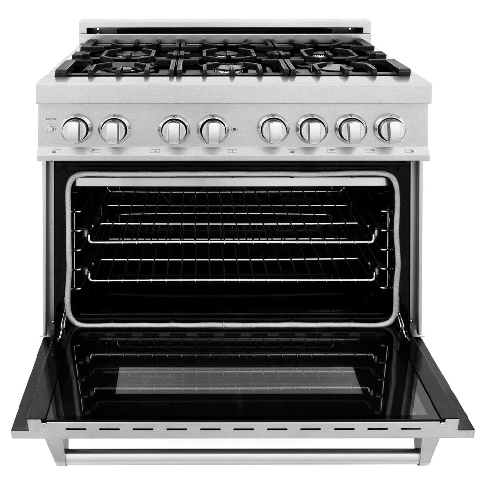 ZLINE - 36 in. 4.6 cu. ft. Legacy Dual Fuel Range with 6 Burner Gas Cooktop and Electric Convection Oven in Satin Stainless Steel