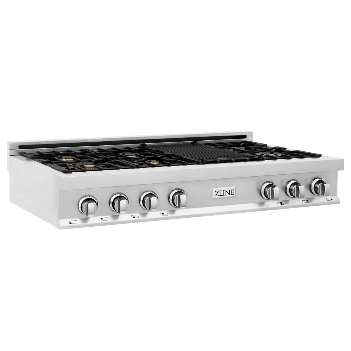 ZLINE - 48 in. Porcelain Gas Stovetop with Griddle and Brass Burners (RT-BR-GR-48)