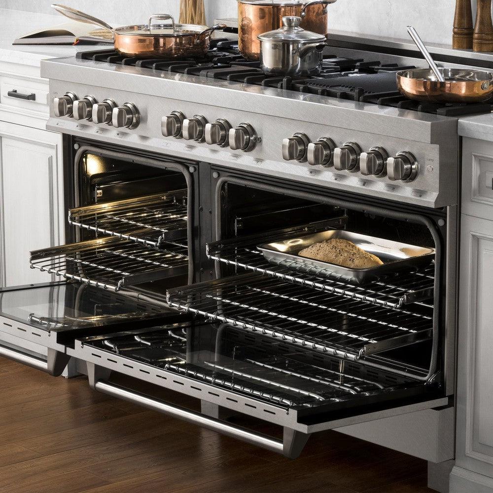 ZLINE - 60 in. 7.4 cu. ft. Legacy Dual Fuel Range with 9 Burner Gas Cooktop and 2 Electric Convection Ovens in Satin Stainless Steel