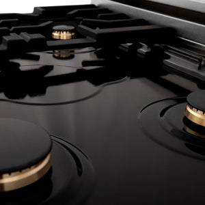 ZLINE - Autograph Edition 30 in. 4.0 cu. ft. Legacy Dual Fuel Range with 4 Burner Gas Cooktop and Electric Convection Oven in Stainless Steel and Polished Gold Accents