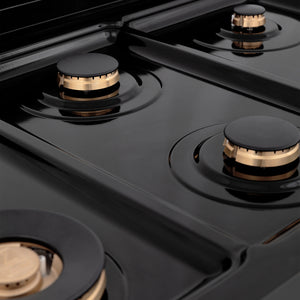 ZLINE - 36" Porcelain Gas Stovetop in Black Stainless Steel with 6 Gas Brass Burners (RTB-BR-36)