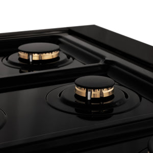 ZLINE - 36" Porcelain Gas Stovetop in Black Stainless Steel with 6 Gas Brass Burners (RTB-BR-36)