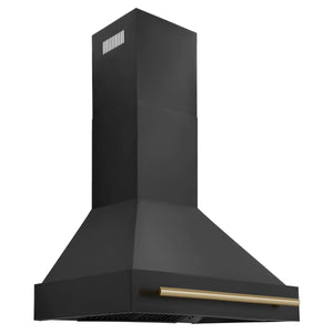 ZLINE - 30" Autograph Edition Kitchen Package with Black Stainless Steel Dual Fuel Range and Range Hood with Champagne Bronze Accents
