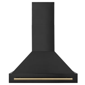 ZLINE - 36" Autograph Edition Kitchen Package with Black Stainless Steel Dual Fuel Range, Range Hood and Dishwasher with Champagne Bronze Accents
