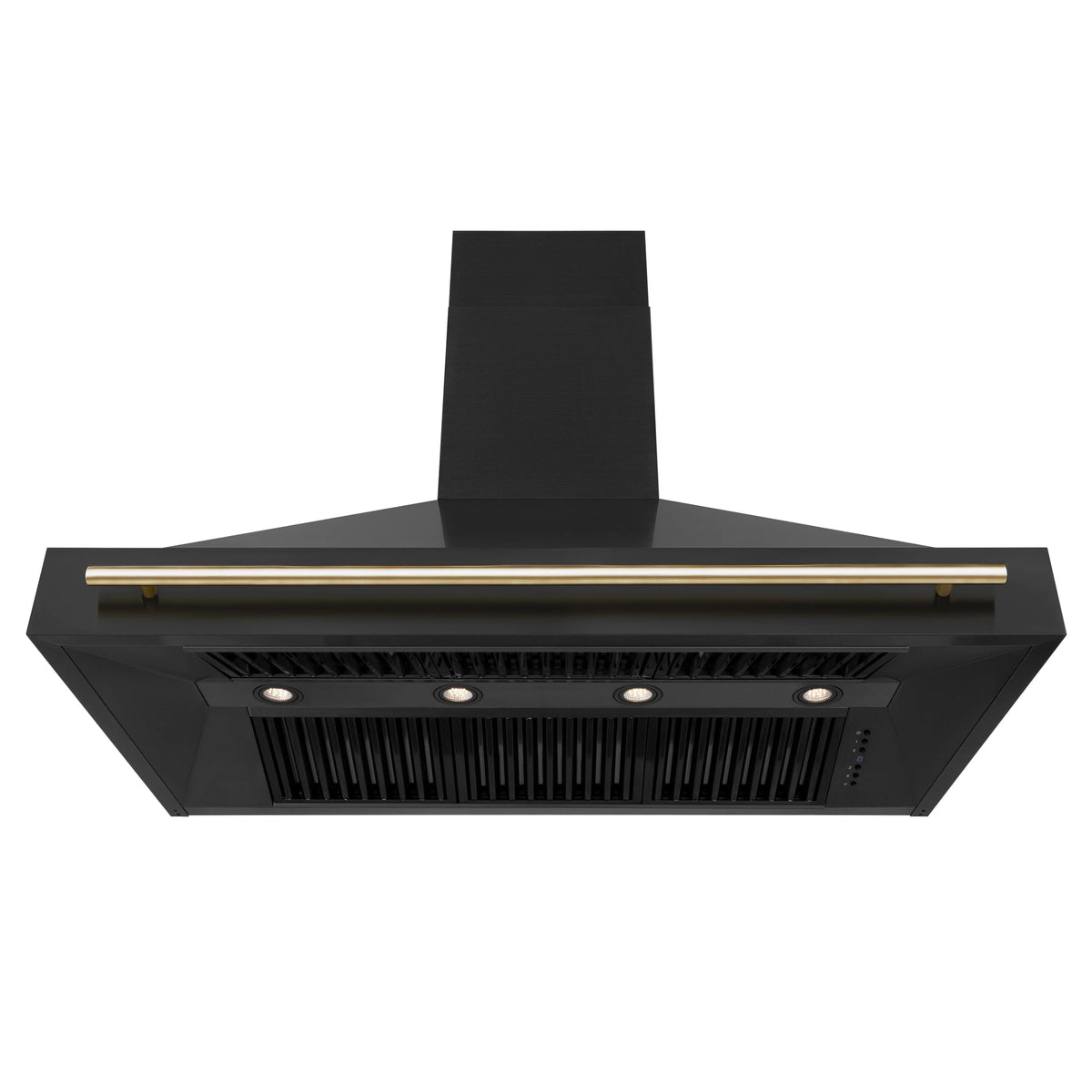 ZLINE - 48&quot; Autograph Edition Kitchen Package with Black Stainless Steel Dual Fuel Range and Range Hood with Gold Accents (2AKP-RABRH48-G)