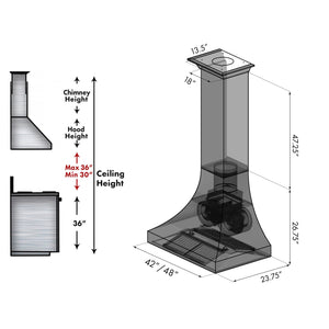 ZLINE - 48" Designer Series Hand-Hammered Copper Finish Ducted Wall Range Hood (8632H-48)