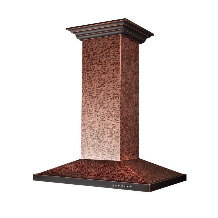 ZLINE - 36&quot; Designer Series Hand Hammered Copper Convertible Vent Island Mount Range Hood (8GL2Hi-36)