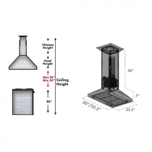 ZLINE - 36" Designer Series Hand Hammered Copper Convertible Vent Island Mount Range Hood (8GL2Hi-36)