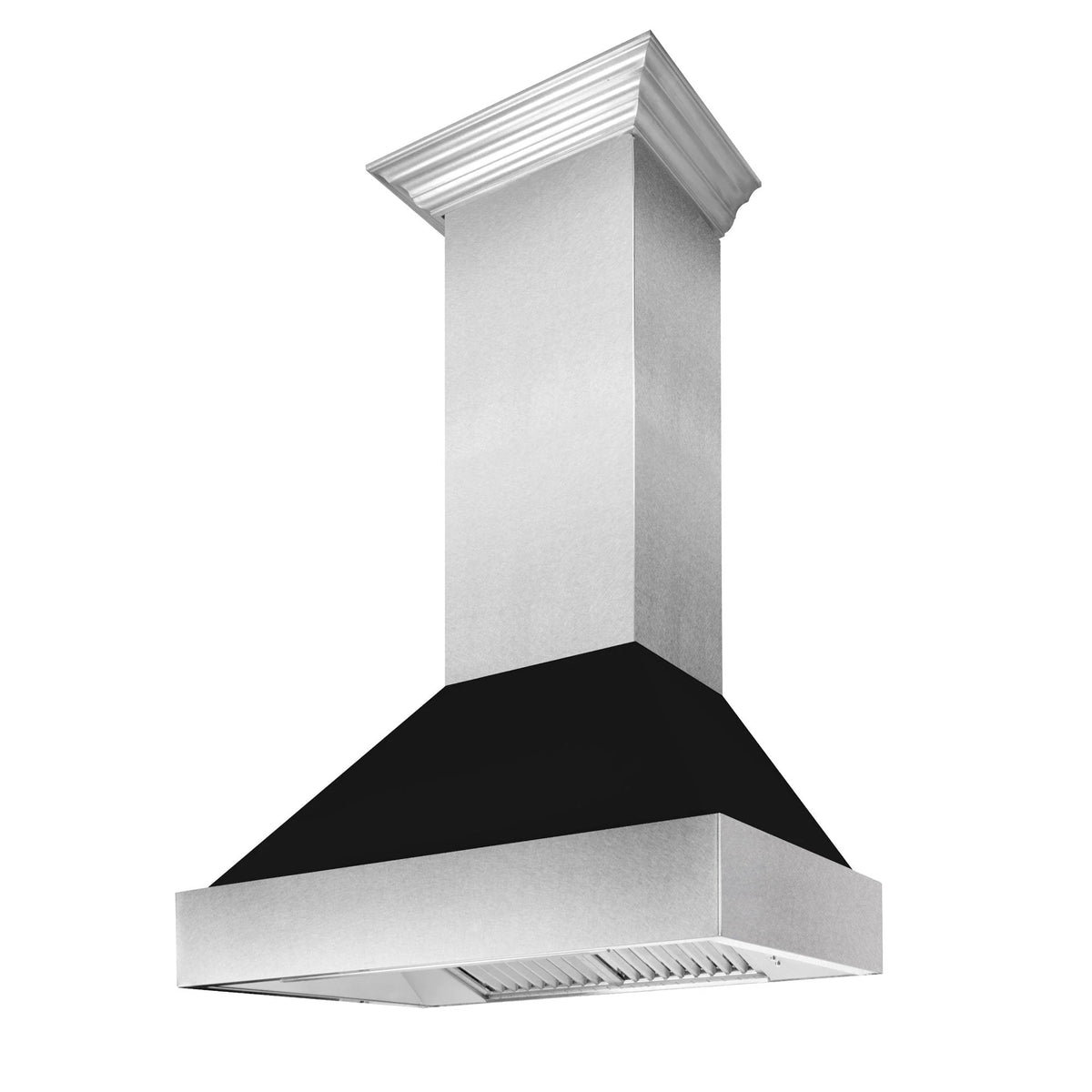 ZLINE - 30 in. Ducted Satin Stainless Steel Wall Mount Range Hood with Black Matte Shell (8654BLM-30)