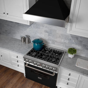 ZLINE - 30 in. Ducted Satin Stainless Steel Wall Mount Range Hood with Black Matte Shell (8654BLM-30)