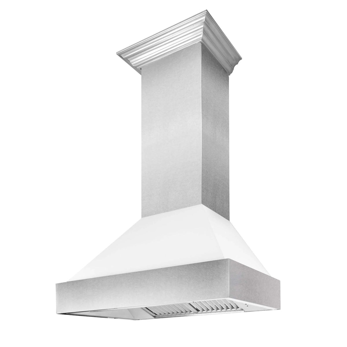 ZLINE - 30 in. Kitchen Package with Satin Stainless Steel Dual Fuel Range with White Matte Door and Convertible Vent Range Hood