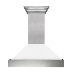 ZLINE - 48 in. Kitchen Package with Satin Stainless Steel Dual Fuel Range with White Matte Door and Convertible Vent Range Hood