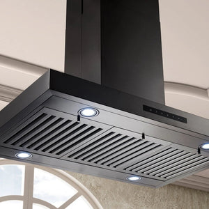 ZLINE - 36" Convertible Island Mount Range Hood in Black Stainless Steel (BSKE2iN-36)