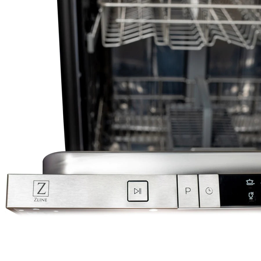 ZLINE 24 in. Hand-Hammered Copper Top Control Dishwasher with Stainless Steel Tub and Traditional Style Handle, 52dBa