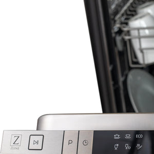 ZLINE 18 in. Compact Blue Gloss Top Control Dishwasher with Stainless Steel Tub and Traditional Style Handle, 52dBa