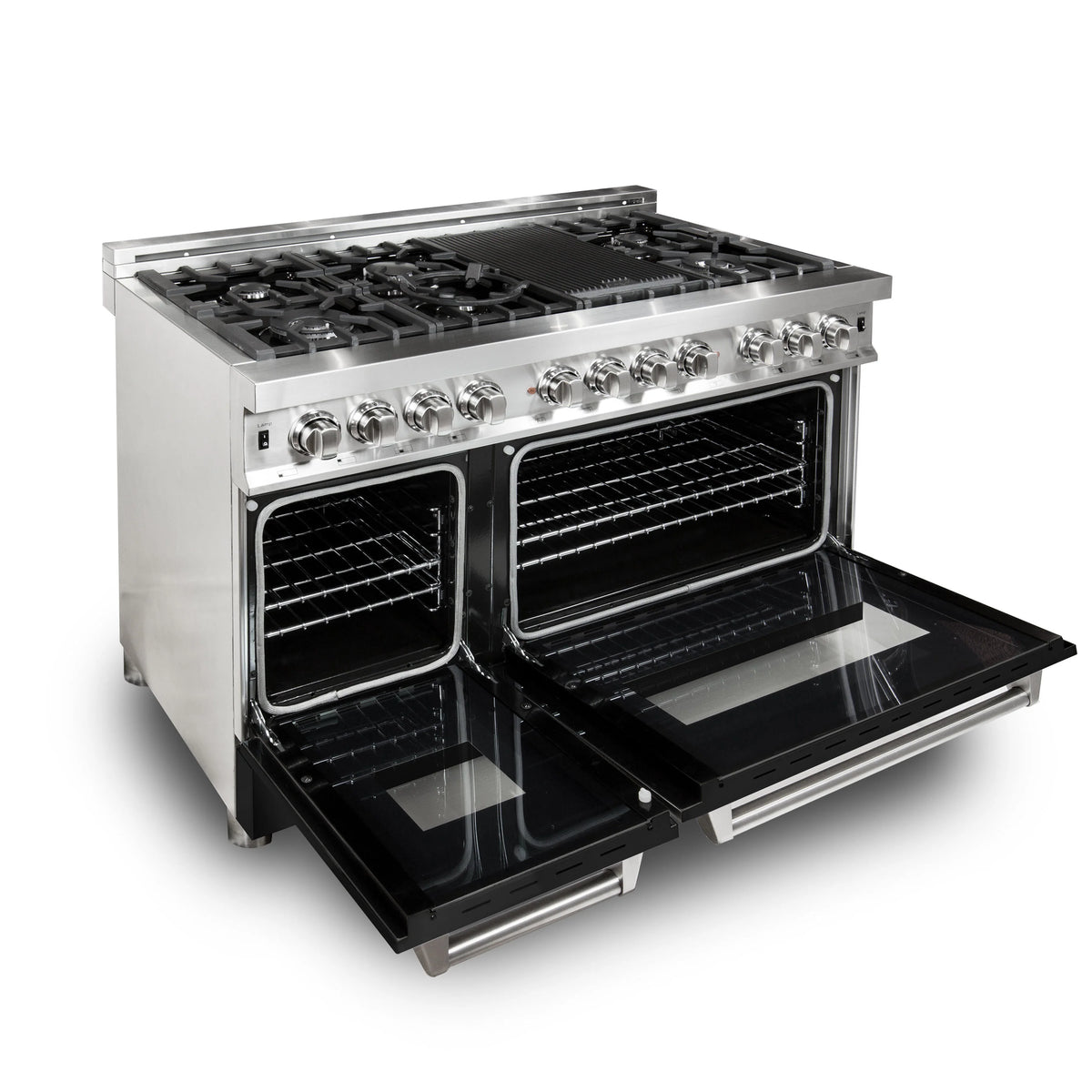 ZLINE - 48&quot; 6.0 cu. ft. Dual Fuel Range with Gas Stove and Electric Oven in Stainless Steel and Black Matte Door (RA-BLM-48)