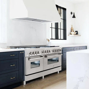 ZLINE - 60 in. 7.4 cu. ft. Legacy Dual Fuel Range with Gas Cooktop and 2 Electric Convection Ovens in Satin Stainless Steel with 8 Brass Burners