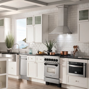 ZLINE - Autograph Edition 24 in. 2.8 cu. ft. Legacy Dual Fuel Range with 4 Burner Gas Cooktop and Electric Convection Oven in Satin Stainless Steel and Matte Black Accents
