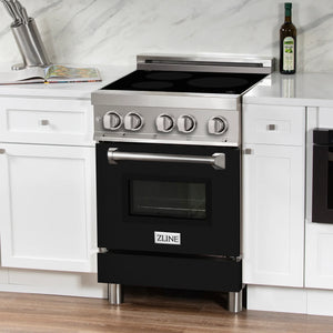 ZLINE 24" 2.8 cu. ft. Induction Range with a 3 Element Stove and Electric Oven in Black Matte (RAIND-BLM-24)