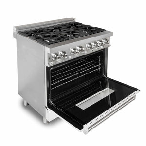 ZLINE 36" 4.6 cu. ft. Dual Fuel Range with Gas Stove and Electric Oven in Stainless Steel and White Matte Door (RA-WM-36)
