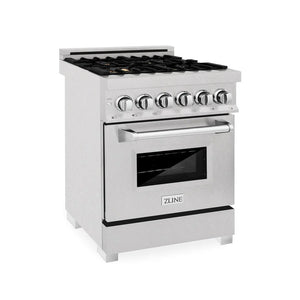 ZLINE - 24 in. 2.8 cu. ft. Legacy Dual Fuel Range with Gas Cooktop and Electric Convection Oven in Satin Stainless Steel with 4 Brass Burners