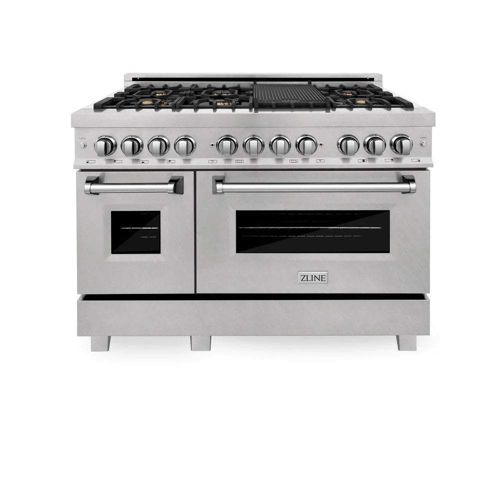ZLINE - 48 in. 6.0 cu. ft. Legacy Dual Fuel Range with Gas Cooktop and 2 Electric Ovens in Satin Stainless Steel with 6 Brass Burners