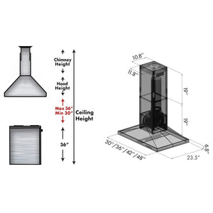 ZLINE - 36" Convertible Vent Island Mount Range Hood in Stainless Steel (GL2i-36)
