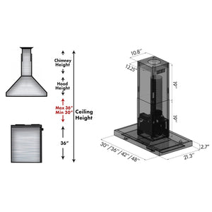 ZLINE - 36" Convertible Vent Island Mount Range Hood in Stainless Steel (KE2i-36)