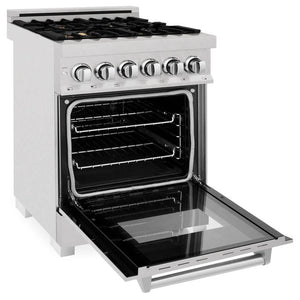 ZLINE - 24 in. 2.8 cu. ft. Legacy Dual Fuel Range with Gas Cooktop and Electric Convection Oven in Satin Stainless Steel with 4 Brass Burners