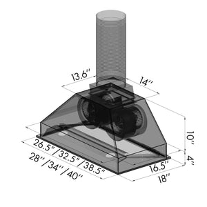 ZLINE - 28" Ducted Wall Mount Range Hood Insert in Stainless Steel (698-28)