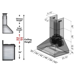 ZLINE - 36" Professional Ducted Wall Mount Range Hood in Stainless Steel (667-36)
