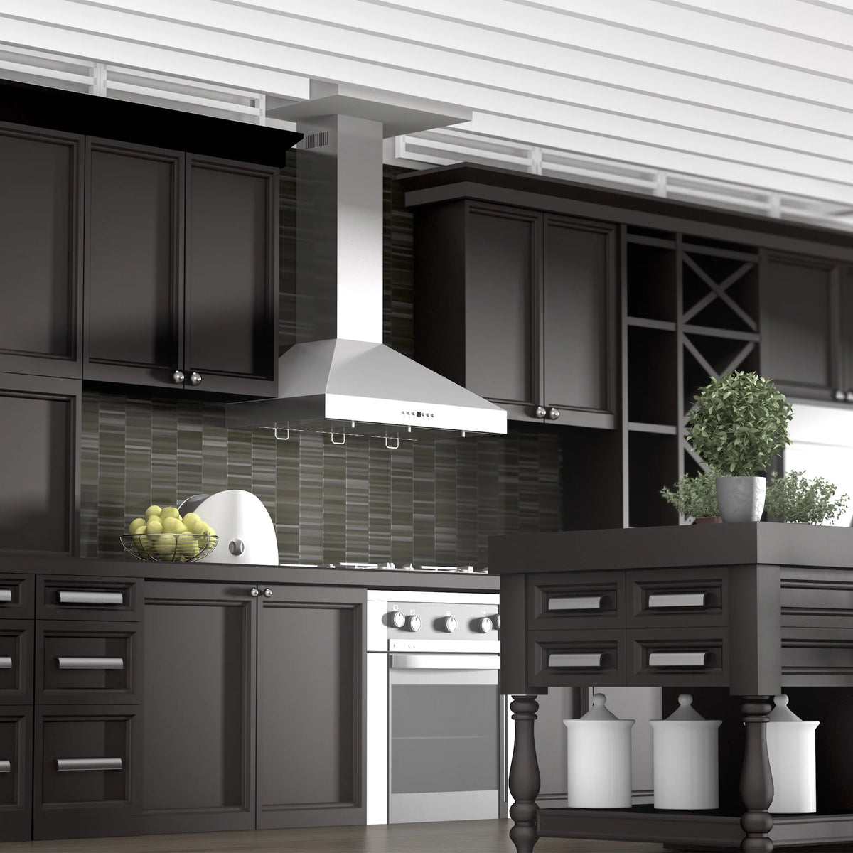 ZLINE - 36&quot; Convertible Vent Wall Mount Range Hood in Stainless Steel with Crown Molding (KL3CRN-36)